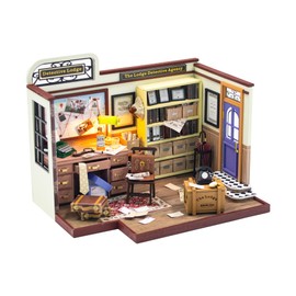 Flever Dollhouse Miniature DIY House Kit Creative Room with Furniture for Romantic Valentine's Gift (Detective Lodge)