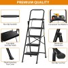 SEGAWE Step Ladder 4 Step Folding Black 330 Lbs Max