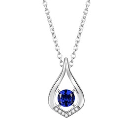 KIMIEVOL Women's Necklace, 12 Months, Birthstone, Drop Motif, Platinum Plated, Silver, 925 Jewelry, Accessory, Birthday, Christmas, Valentine's Day, Gift Wrapping Included, Silver, Cubic Zirconia