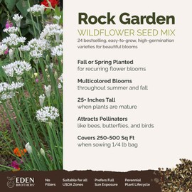 Eden Brothers Rock Garden Perennial Wildflower Mixed Seeds for Planting, 1/4 lb, 120,000+ Seeds with Rock Cress, Yarrow Mix | Attracts Pollinators, Plant in Spring or Fall, Zones