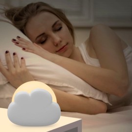 AINSEALA luz de noche recargable para bebés y niño, lampara para bebe de noche, nube night light, lámpara de noche LED portátil regulable, 4 niveles de brillo, regalo para niñas y niños, blanco