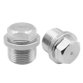 Goldpea 2PCS Stainless Steel 304 Flange Hex Plug M14 x 1.5, Solid Thread Bung Plug Pipe Fitting Universal Fit