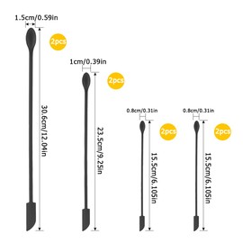 Set of 8 Mini Spatulas Makeup Scraper, MaehSab Silicone Reusable Tiny Thin Jar Scraper for Getting Last Lotion out, Rubber Makeup Long Spoon Bottle Scraper for Kitchen Food Beauty Make up, Black