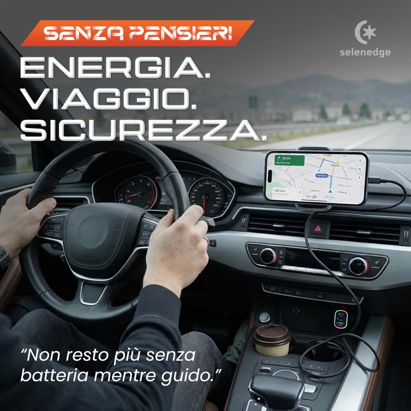 Generico Caricabatterie Auto USB C con Cavo Esteso per Sedili