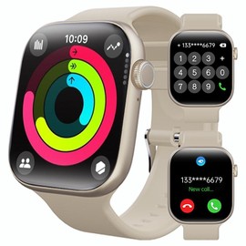 W&O Smart Watch for Android & iOS, 2.04" Touch Screen Fitness Tracker with Answer/Make Calls, IP67 Waterproof, Pedometer, 100+ Sport Modes - Color: GOLD
