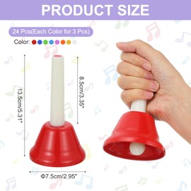 MECCANIXITY 3 Set Hand Bells Set 8 Note Musical Diatonic Bells Colorful Musical Instrument for Musical Teaching Festival Church Chorus Family Birthday Wedding Party, White/Mixed Colors