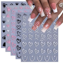 JMEOWIO Nagelsticker Valentinstag 10 Blatt Nail Art Sticker Selbstklebend Nagelaufkleber Herz Dekoration Nageldesign Zubehör