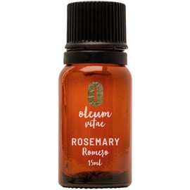 OLEUM VITAE Aceite Esencial de Romero Rosmarinus Officinalis 100% Puro y Orgánico 15 ml Hecho en India Certificado USDA ORGANIC Aplicación Interno Externo y Aromático