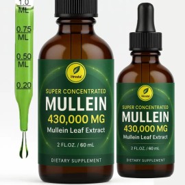 Mullein Leaf Drops with Marshmallow Root for Respiratory Support and Lung Health Herbal Liquid Supplement Immune Support Detox Formula 1500mg 30 Servings