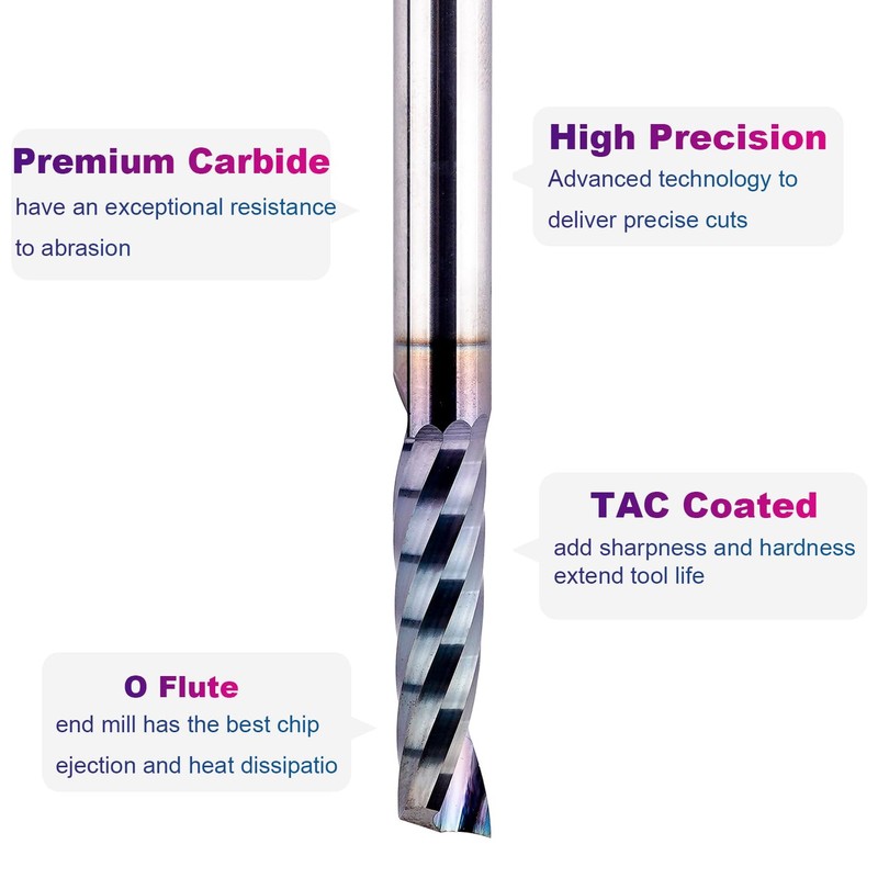 SpeTool O Flute CNC Router Bit 1/4 Inch Shank 1