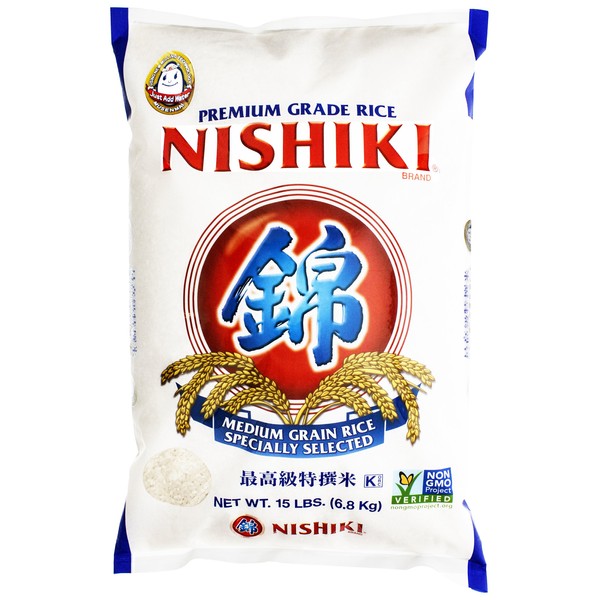 Nishiki Premium Rice, Medium Grain, 15-Pound Bag (packaging may vary)