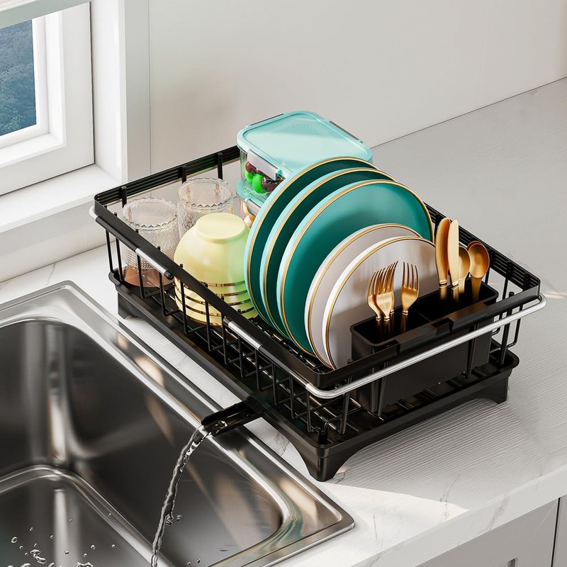 HANLE Small Dish Drying Rack in Sink, Expandable Stainless Steel