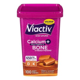 🦴🍬 Viactiv Calcio | 100 Piezas Masticables | Huesos Fuertes & Salud Ósea | Sabor Caramelo Cremoso 😋