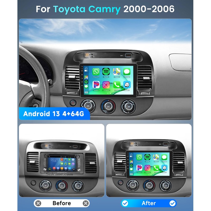 Rimoody 4G+64G Android Car Stereo for Toyota Camry 2000 2001