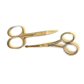 Curved and Rounded Facial Hair Scissors for Men - Mustache, Nose Hair & Beard Trimming Scissors, Safety Use for Eyebrows, Eyelashes, and Ear Hair - Professional Stainless Steel (Silver)