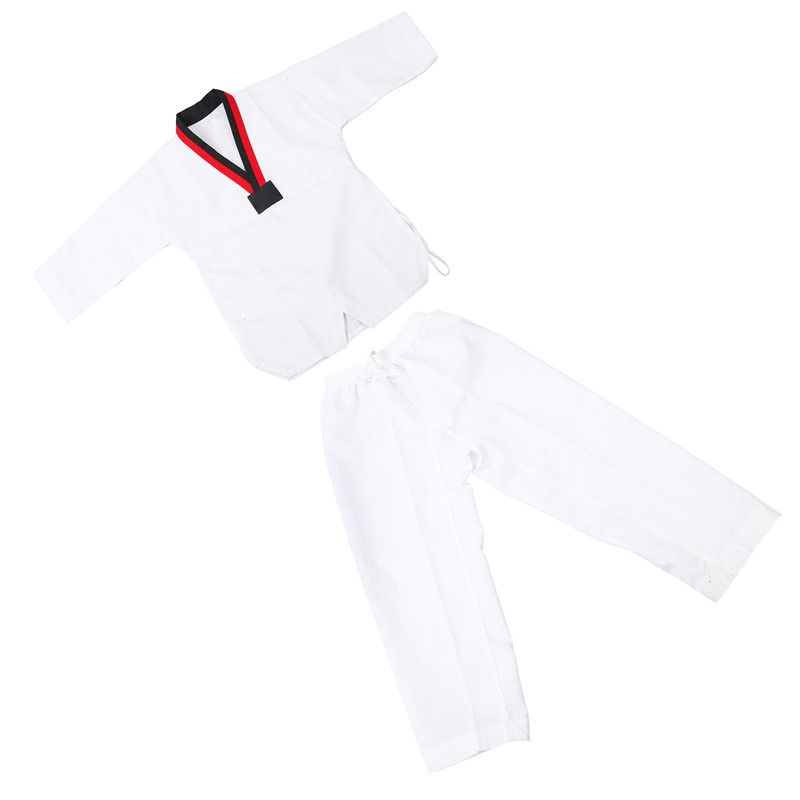 Taekwondo Uniform Striped Model Polyester Cotton with Belt Martial Arts