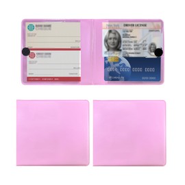 Augeny 2 PCS Car Insurance and Registration Holder, 5.2"× 4.7" Essential Leather Auto Glove Box Organizer with Closure, Universal Vehicle Interior Card Storage for Men Women (Pink)