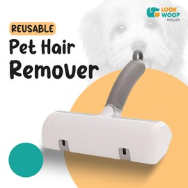 LOOKWOOF Pet Hair Remover- 2 in 1 Brush & Lint Ear Roller, Durable ABS Reusable Remover Tool for Cat & Dog Hair Removal on Furniture, Couch, Carpet, Clothing, and Bedding (JC-019)