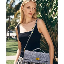 1060 Woven Clutch Purse for Women – Suede Evening Bag with Crossbody or Shoulder Wear, Perfect for Weddings, Parties, and Formal Events (Warm Gray)