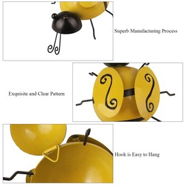 Metal Bumble Bee Garden Decorations Wall Art Bee 3D Sculpture Garden Ornaments Outdoor Lawn/Bar/Bedroom/Living Room/Shop Wall Hanging Bumble Bee Decor (4 PCS)