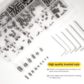 Grub Screws Stainless Steel M2.5 M3 M4 M5 M6 M8 Grub Screws Allen Screw Assortment Kit with Allen Keys 300 Pieces