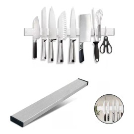 Barra Imán Magnetica Porta Cuchillos Acero Inoxidable 50cm Plateado