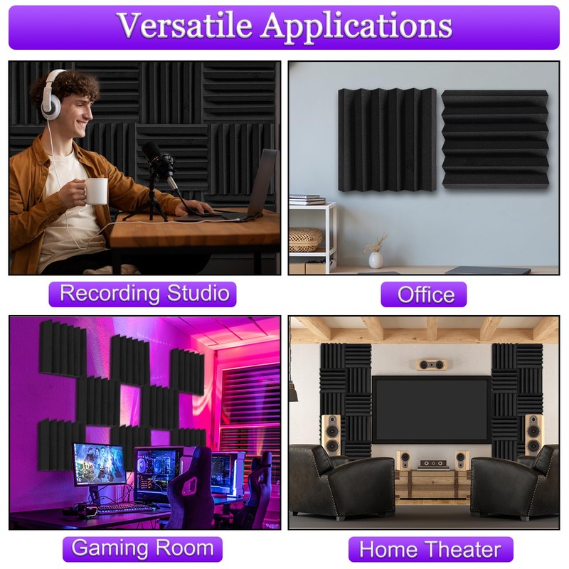 TroyStudio Thick Acoustic Foam Panels, 12 X 12 X 3
