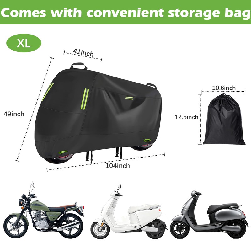 KALINCO Motorcycle Cover, 600D Waterproof Outdoor Motorcycle Cover, All Weather