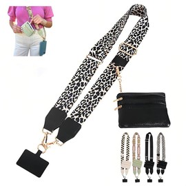 Clip and Go Strap For Phone With Wallet Crossbody, Phone Strap With Wallet, Phone Strap Crossbody With Zipper Pouch Wallet, Phone Wallet, And Cell Phone Holder Badge Accessories Smartphone - Colour: Leopard print