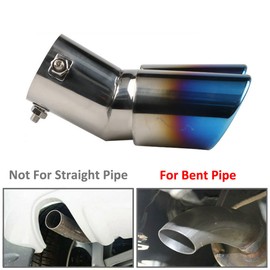 ETOPARS 63 mm Exhaust Trim Car Universal Exhaust Muffler Tailpipe Stainless Steel Exhaust Pipe Rear Silencer Exhaust Tail Pipe Double Outlet Bending, Blue