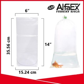 AlfaEx Fishery Bags 6 Inches Leak Proof Rounded Bottom Corners Clear Plastic Fish Bags for Marine and Tropical Fish Transport. (6" x 14" / 1000 Pack / 2 Mil)