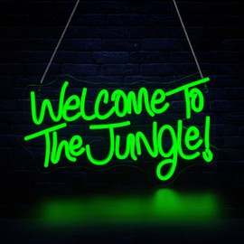Qetibwk Welcome to the Jungle Neon Sign for Wall Decor Led Neon Signs Light Up Sign Room Decor Neon Lights Sign USB Powered