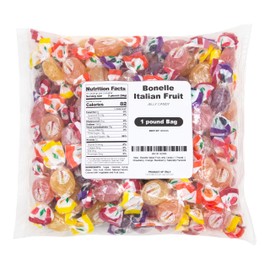 Bonelle Italian Fruit Jelly Candy | 1 Pound Bag | Vegan Dye Free Candy Individually Wrapped | Lemon, Strawberry, Orange, Blackberry | Naturally Flavored
