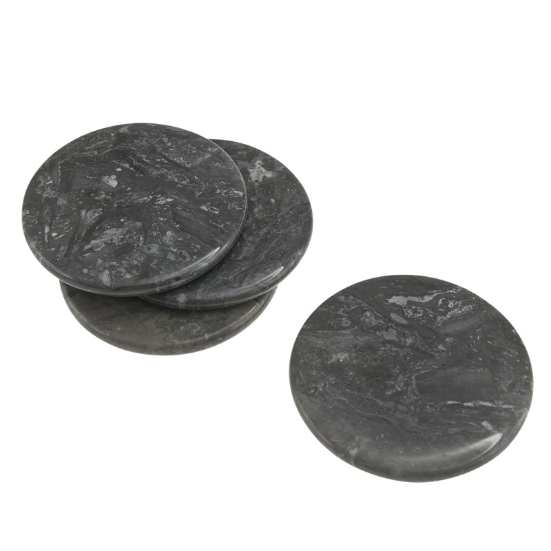 Creative Home Natural Charcoal Marble Set of 4 Pieces Round