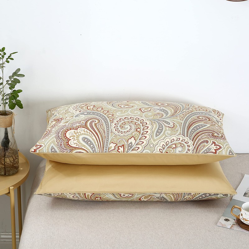 STYHO 100% Egyptian Cotton Decorative Floral Printed Pillow Cases 2