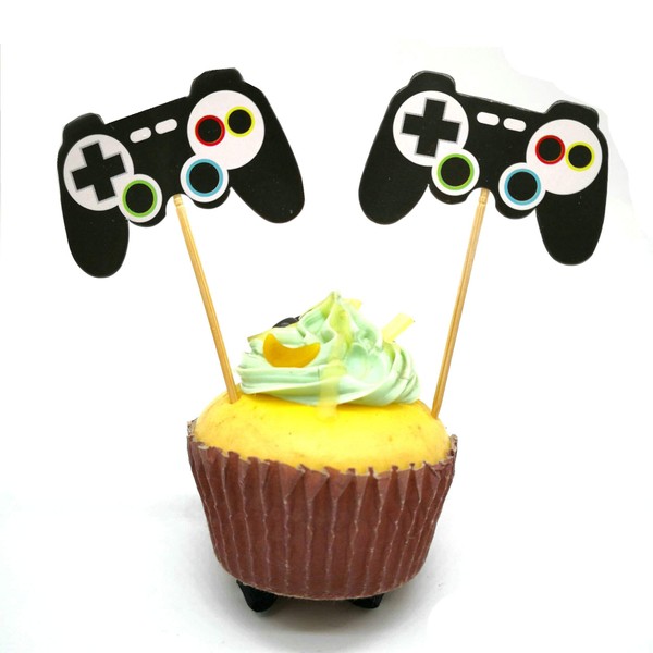 Video Game Party Cupcake Toppers Perfect for Gaming Theme Party Great Addition To The Party Matched Game Day Birthday Decor Best Birthday Decor for A Gamer 24 CT