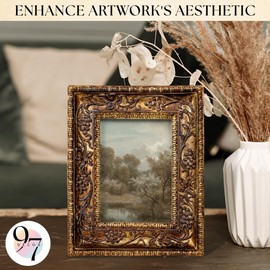 97 Decor Small Vintage Picture Frames 2.5x3.5 - Antique Wallet Size Picture Frames 2.5 X 3.5, Bronze 2.5 X 3.5 Frame Ornate For Tabletop Photo Display And Wall Hanging, Mini Photo Frame 2.5 X3.5