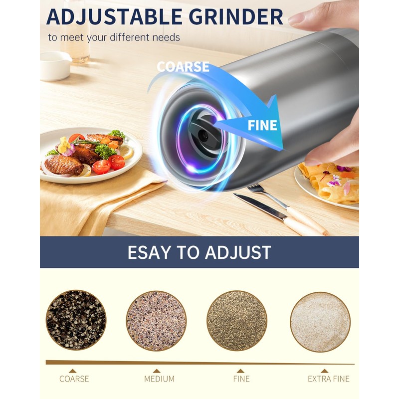 CIRCLE JOY Gravity Electric Salt and Pepper Grinder Set Battery