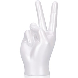 White Peace Sign Decor Creative Hand Sculpture Cool Desk Decor Statue, Resin Finger Sign Funky Home Decor Accent, White Decor Gesture - For Modern Bookshelf Table Tv Stand Knick Knacks Aesthetic