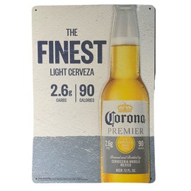Corona Premier Light Cerveza Metal Tin Tacker Sign | 19.5" x 13.5"