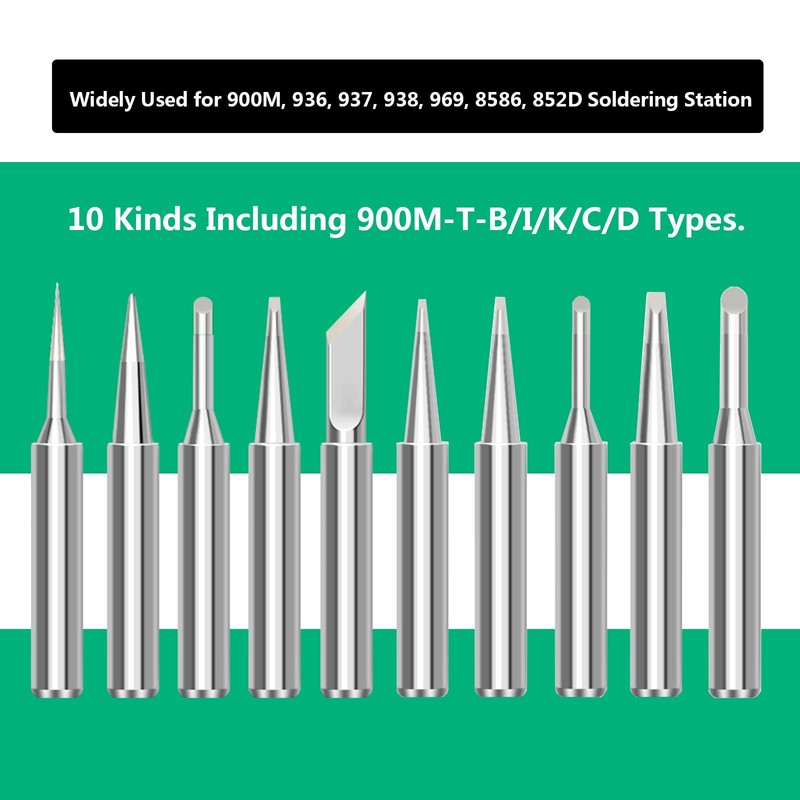 Soldering Iron Tips 10Pcs，900M Lead-Free Replaceable Soldering Tip kit