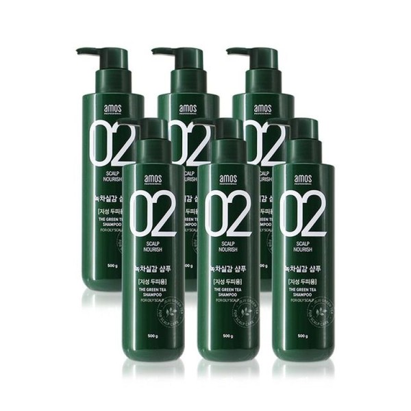 Amos Green Tea Real Shampoo for Oily Skin 500g (Refreshing