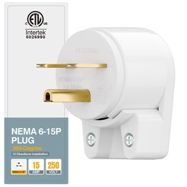 Nema 6-15P 15Amp 250V Plug, Plugrand 15A 25V DIY Rewirable AC Plug, 90 Degree 6-15P 15A 250V DIY Plugs, 12-Directions Rotatable 6-15 Connector, ETL Listed