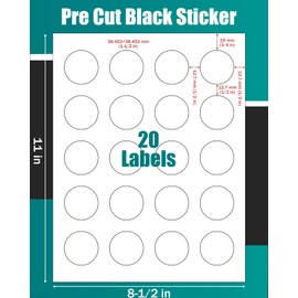 Colemoly Printable Round Labels 1.5" Diameter 2000 Circle Label Stickers on 8.5" x 11" Sheets Blank Printable Custom Stickers for Laser/Inkjet Clear Print Durable Adhesive White 100 Sheets