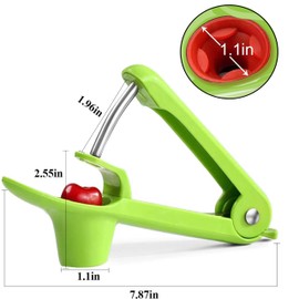 Cherry Pitter - Olive And Other Fruit Tools, Cherry Pitter With a Space-Saving Lock(GREEN)