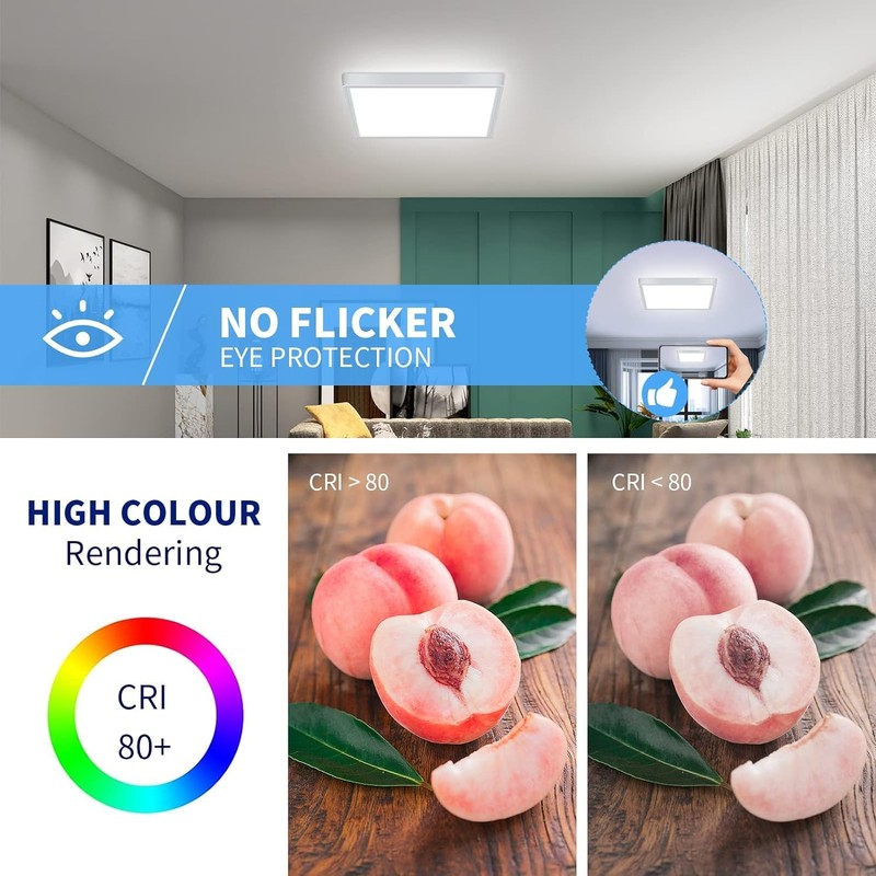 DELIPOP 6 Pack Flush Mount Ceiling Light, 12 Inch 24W