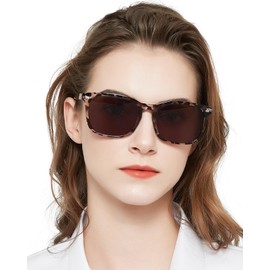 MARE AZZURO Outdoor Reading Sunglasses 2.5 Women Large Square Sunglass Readers UV Protection 100 125 150 175 200 225 250 275 300 350 400 (A-Leopard/Brown lens, 2.50)