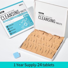 Washing Machine Cleaner Tablets 24 Pack - 1 Year Supply Washing Machine Cleaning Tablets for HE Front Loader & Top Load Washer,Septic Safe Washer Machine Cleaner Tablets, Eco-Friendly Deodorizer