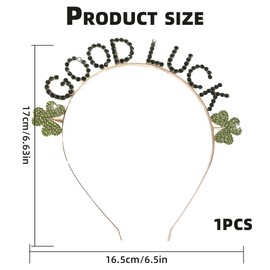 GFLPO St.Patrick's Day Headband,Glitter Shamrock Headbands,GOOD LUCK Letter Headband,Shamrock Clover Headpiece,Lucky Irish Hairband,Clover Leaf Head Boppers,St Patricks Day Costume Accessories