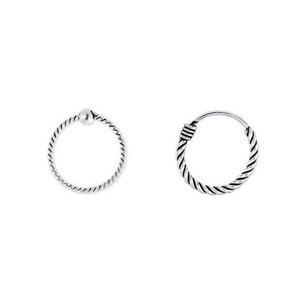2 x Thin Braided Nose Rings 925 Sterling Silver 9